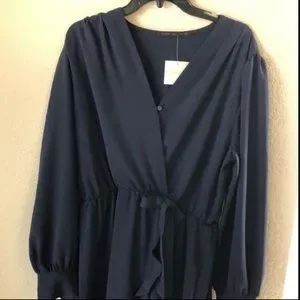 Fraiche By J | Dresses | Faux Wrap Ruffle Long Sleeve Dressfraiche By J  Size Xl Black | Poshmark